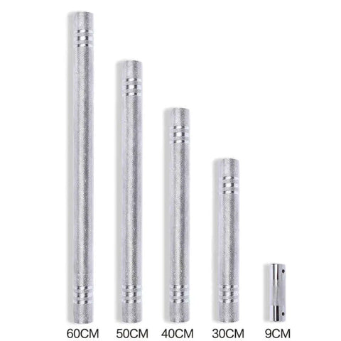 Silver steel tubes in sizes 60cm, 50cm, 40cm, 30cm, 9cm for Turn Your Dumbbells Into A Barbell With Steel Connecting Rod