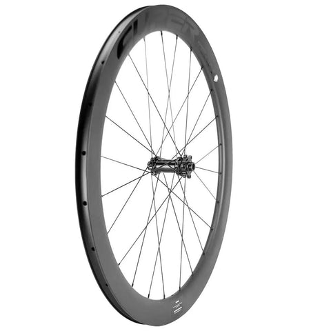Carbon Disc Wheelset 50mm Depth 25mm Width Clincher 700c Center Lock Thru Axle Slick Glossy Black Front Wheel