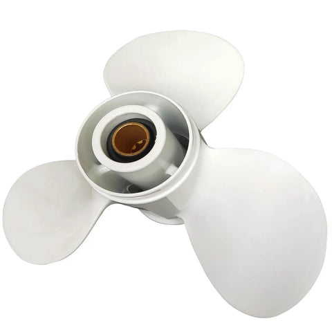 Yamaha Outboard Aluminum Propeller 9.875 By 12 Pitch 3 Blade Right Rotation 10 Spline Fits 20-30HP Motors in white durable finish