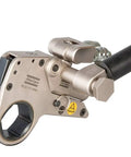 Badass Low Profile Hydraulic Torque Wrench Built From Aircraft Grade Aluminum And Heavy Duty Industrial Hand Tool For 255 To 1710 Ft Lbs Torque Range, detailed view of handle and mechanism.