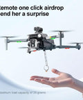GPS Drone With 4.5 Inch Screen Controller And Aerial Delivery Airdrop hovering, delivering small object to open hand
