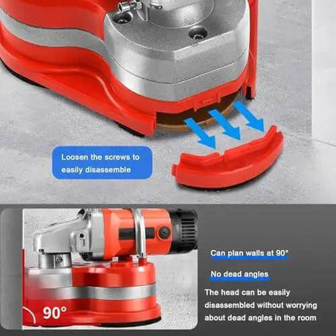 Built Tough Workhorse Three Head Concrete Grinder And Wall Sander With Six Variable Speeds Pro Grade Cement Planer showing disassembly feature at 90 degrees.