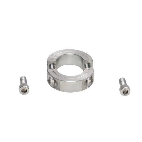 Heavy Duty 304 Stainless Steel Split Shaft Collar With H7 Bore 7/8 Inch Outer Diameter 1-5/8 Inch Thickness 1/2 Inch Linear Rail Stop Collar For Precise Shaft Positioning In Industrial Machines, with set screws