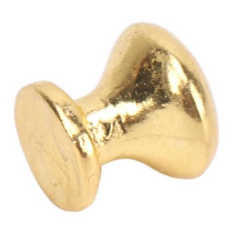 Miniature Round Head Pull Handles Set for Dollhouse Cabinets and Drawers in gold tone, single metal knob close-up, 1:12 scale