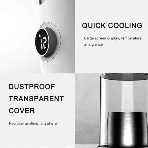 Game Changing Electric Cup Warmer And Smart Beverage Heater With Rapid Temp Control Smooth Mug Chiller And Desk Must Have showing temperature display and dustproof cover.
