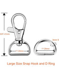 Legit Heavy Duty Swivel Snap Hooks And D Rings With 1 Inch Openings shown in a large size, 1 inch, zinc alloy material for DIY projects.