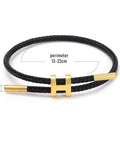 Unisex Steel Rope Bracelet With Titanium Buckle, Adjustable All Day Everyday Wear, Simple Modern Style, Black, 3 mm Rope
