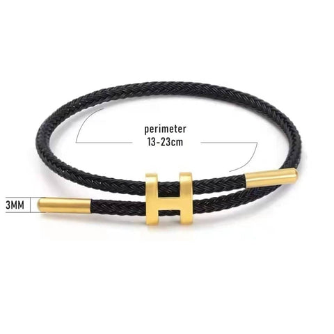 Unisex Steel Rope Bracelet With Titanium Buckle, Adjustable All Day Everyday Wear, Simple Modern Style, Black, 3 mm Rope
