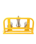 Heavy-Duty Steel Cable Puller Sheave For Large Scale High V And Construction Projects, durable yellow frame with metal pulleys.