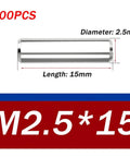304 Stainless Steel Dowel Pins Precision Ground Alignment Pins For Machinery Fixtures Molds And Engineering Tight Fit Dowels 2.5X15MM 100 Piece Set For CNC Auto Shop Tooling Woodworking And 3D Printing