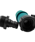 Close-up of Garden Hose Quick Connect Set With Shutoff Valve Male And Female Three Quarter Inch Quick Connectors for Easy Water Hose Coupling
