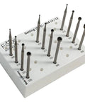 Stone Setting Burs 12 Piece Jewelry Making Kit 009 To 050 With Three Thirty Second Inch Shank Fig 413 on display block