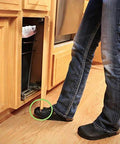 Person using Hands Free Cabinet Door Opener Foot Pull Adhesive Toe Kick 4 Pack No Touch Access solution in kitchen
