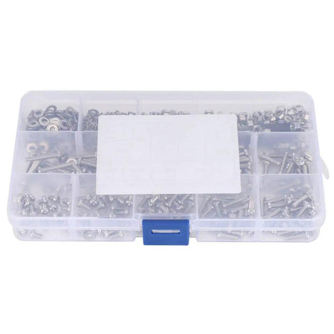 Killer 304 Stainless Steel Flat Head M3 Machine Screw Kit Bundle With Nuts Washers Wrench Keys Solid For Heavy Duty Home Repair And DIY Fixes Durable Anti Corrosion Metal Hardware 662 Pieces Smart Storage Box, closed organizer
