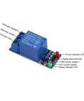 Three Pack 1 Channel 5V Relay Module Shield Extension Board Low Level Trigger For Electronics Projects, Supports AC Up To 250V At 10A And DC Up To 30V At 10A, Perfect For Arduino Raspberry Pi DIY Pros. Close-up view showing power indicator LED, signal input terminal, and relay components.