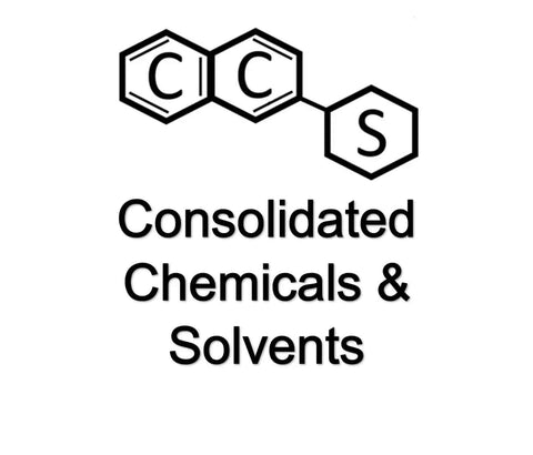 Logo of Consolidated Chemicals & Solvents with chemical structure design element above company name.