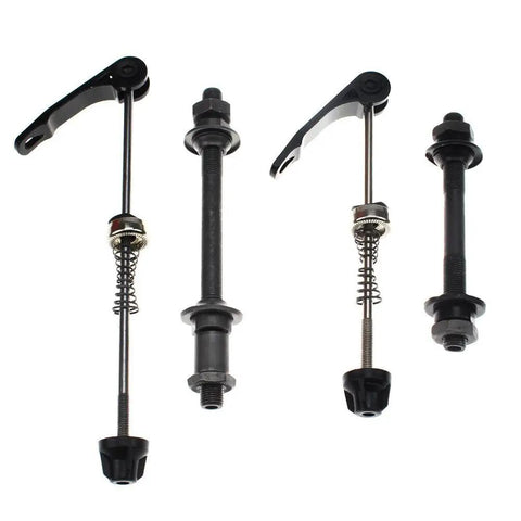 Front And Rear Quick Release Skewers For Road, Mountain, MTB And BMX Bikes, Built To Last Iron Bike Axle Set Display