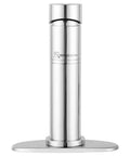 Front view of RV Single-Handle Vessel Bathroom Sink Faucet In Chrome, Smooth Lever Action For Precise Temp And Flow, Single Hole Mount.
