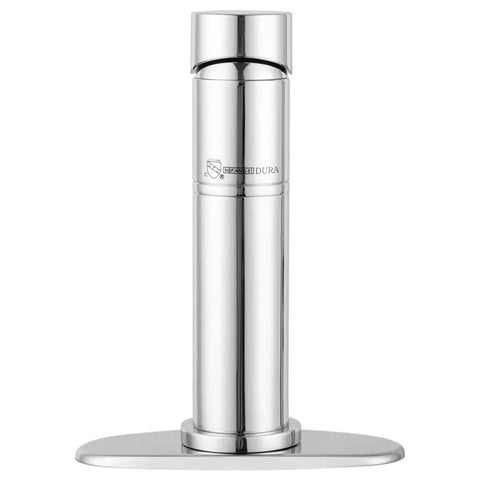 Front view of RV Single-Handle Vessel Bathroom Sink Faucet In Chrome, Smooth Lever Action For Precise Temp And Flow, Single Hole Mount.