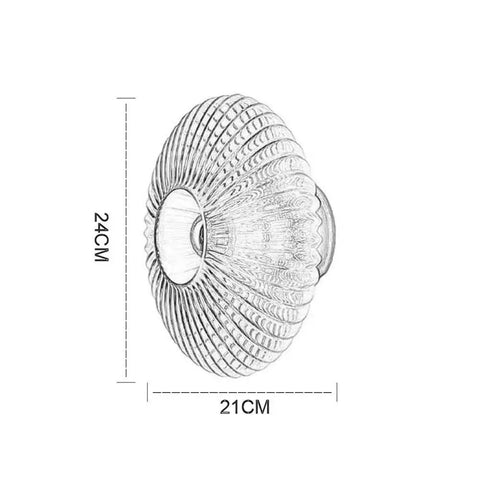 Awsinil Fluted Glass Wall Sconce, Modern Iron Round Decorative Wall Light, 24cm height, 21cm width, fluted glass design.