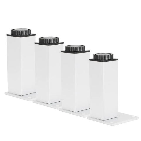 Adjustable Aluminum Sofa Legs And Cabinet Feet Set with Square Design, 120mm oxidized finish, showing sturdy square profile in a row.
