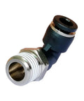 Ten Pack Push To Connect Air Fittings 90 Degree Pneumatic Tube Elbow One Quarter Inch Tube OD To One Quarter Inch NPT Thread Quick Connect For Easy Snap On Air Lines Durable Plastic And Stainless Steel With 360 Degree Rotation 1/4 in elbow fitting
