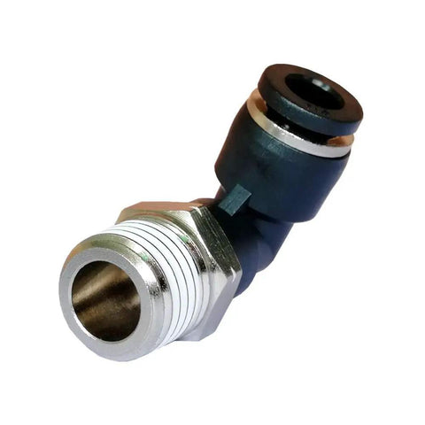 Ten Pack Push To Connect Air Fittings 90 Degree Pneumatic Tube Elbow One Quarter Inch Tube OD To One Quarter Inch NPT Thread Quick Connect For Easy Snap On Air Lines Durable Plastic And Stainless Steel With 360 Degree Rotation 1/4 in elbow fitting