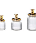 Dead Legit Glass Kitchen Storage Jars With Snap On Lids set of three, clear glass, decorative bear lids, airtight containers for dry goods.