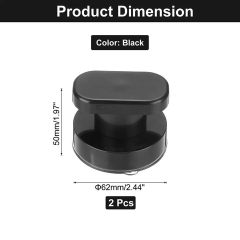 2 Pack Suction Cup Door Handle For Glass Doors And Showers No Drill Self Stick Instant Push Pull Armrest Black 62x50mm Easy Install For Windows Cabinets Toilets Bathroom Home, black 62x50mm dimension view