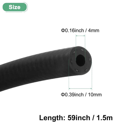 Fuel Line Hose 4mm ID 10mm OD 4.9ft Long NBR Rubber Heat Resistant High Pressure Oil Gas Line cross-section detail