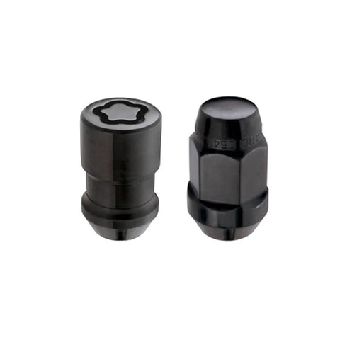 Bulge Style Cone Seat Lug Nut Kit For 5 Lug Wheels With M12 X 1.5 Thread Size Includes Easy Install 16 Lug Nuts 4 Wheel Locks 1 Key And Pouch Black