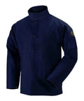 FN930C 30 Inch 9oz Navy Flame Resistant Cotton Welding Jacket Workhorse For Welders With Welder Collar Front View