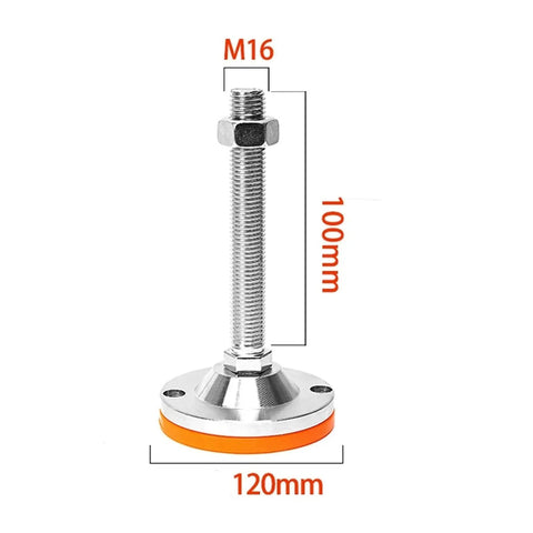 Heavy Duty Adjustable Leveling Screw Legs With Nonslip Rubber Pads For Furniture And Shop Machines, 100mm screw with 120mm base.