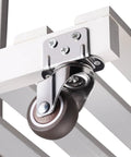 4 Pack L Shaped Furniture Casters With 1 Inch TPE Wheels, 360 Degree Swivel Silent Caster attached to furniture piece.