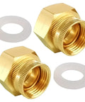 Two Pack Beefy Brass Swivel Pipe Fitting Three Quarters Inch GHT To One Inch NPT Double Female For Garden Hose Threads Rotating Joint Heavy Duty Brass Connector, brass washers