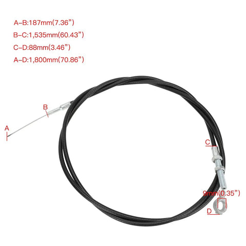 71 inch throttle cable with measurements for 4 Inch Go Kart Brake Band And 71 Inch Throttle Cable Kit For Predator 212cc And 196cc Engines