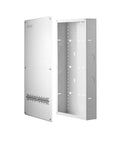 Slick 28 Inch In Wall Structured Media Enclosure Box With Dead Simple Screw On Cover For Hella Clean Wire Management showing white steel body and removable cover.