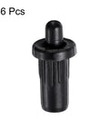 No Sweat Cabinet Door Repair Pins 36 Pc Plastic Damper Pivot Rods With Spring Loaded Axis, black plastic pivot rod close-up.