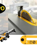 Heavy Duty Universal Dado Throat Plate For 10 Inch Contractor Table Saws Rolls Out Clean Cuts All Day Long Handles Eight Inch Stacked Inserts With No Sweat Ease next to table saw blade and table.