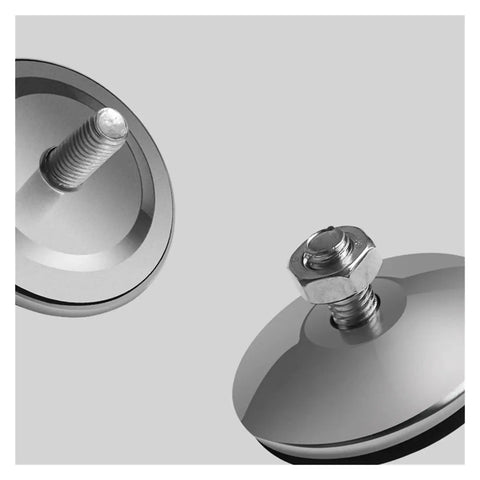 Close-up of Heavy-Duty Adjustable Leveling Feet For Tables And Chairs, 1 Pack, Fits M6 M8 M10, Aluminum Alloy, Black/Silver Finish