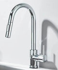Black Pull Out Deck Mounted Flexible Hot Cold Stream Shower Modes Nozzle Faucet with a polished chrome finish.