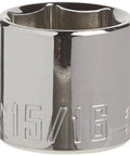 Heavy Duty SAE Shallow Socket In 3/8 Inch Drive And 15/16 Inch Size showing chrome polished surface for durability.