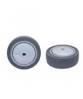 Two gray TPR wheels from Heavy Duty TPR Plate Caster Wheel for Workspaces and Garages, Smooth Rolling for Industrial Carts and Storage Cabinets