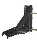 Badass Heavy Duty 24 Inch Excavator Hydraulic Thumb Backhoe Attachment Bolt On Kit side view with steel teeth and mounting pins.