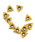 WCMT2.52 55 Degree Diamond Carbide Turning Inserts, pack of 10, arranged in a ring on white background