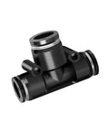Solid Pneumatic Quick Air Fitting Kit With Push To Connect Design For 4 6 8 10 12 And 16mm PU PY PE Nylon Hose Plumbing Water Pipe Tubing Tools Free Fast Install, black T-fitting