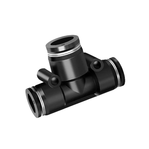 Solid Pneumatic Quick Air Fitting Kit With Push To Connect Design For 4 6 8 10 12 And 16mm PU PY PE Nylon Hose Plumbing Water Pipe Tubing Tools Free Fast Install, black T-fitting