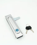 Close-up of swing handle lock with keys for Electrical Switchboard Panel Enclosure With Industrial Rod Control And Compression Latch