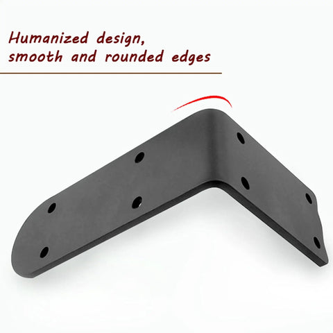 Built Like A Tank Heavy Duty L Shaped Shelf Brackets 2 Pack 9.8 Inch showing smooth edges and multiple holes for wall mounting.