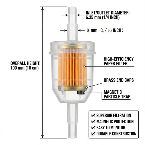Magnetic Inline Fuel Filter Kit Ten Pack One Quarter Inch And Five Sixteenth Inch Filters For Kawasaki Briggs and Stratton Kohler